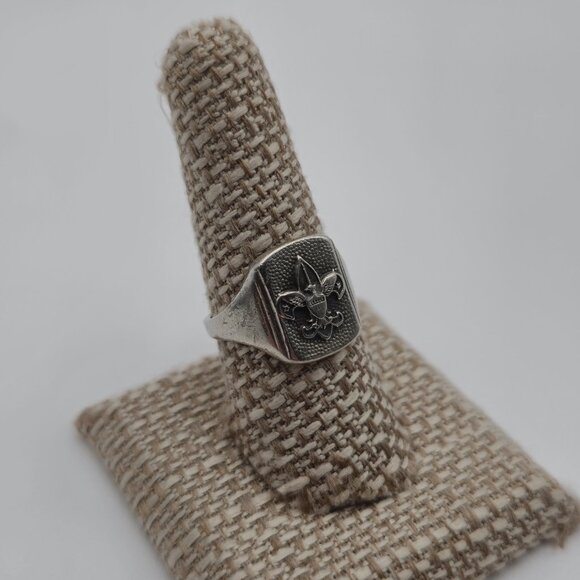 Size 8.75 Sterling Silver Solid Boy Scout Ring A2495 - Picture 2 of 8